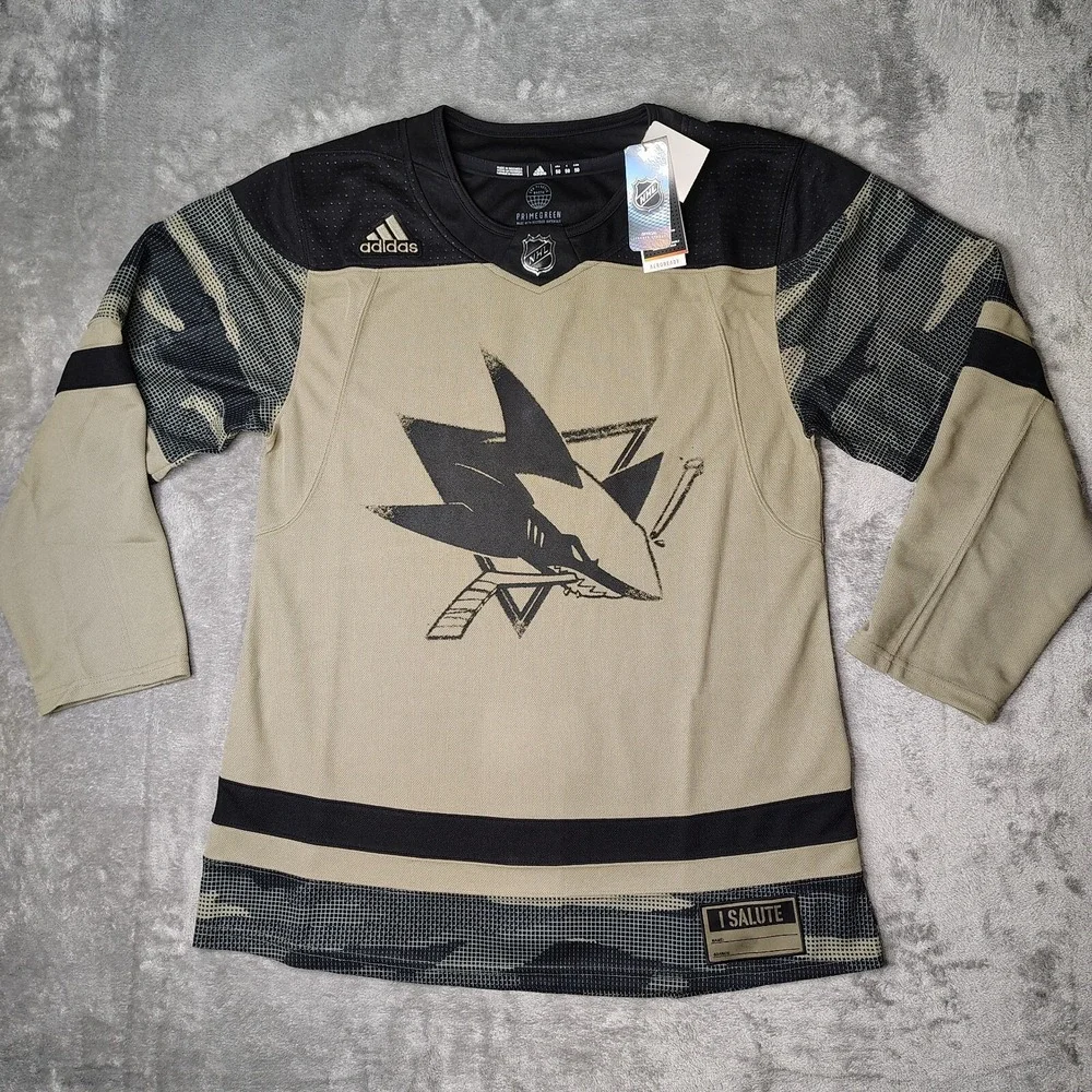 San Jose Sharks Adidas Jersey 50 Military Salute To Service Authentic Primegreen